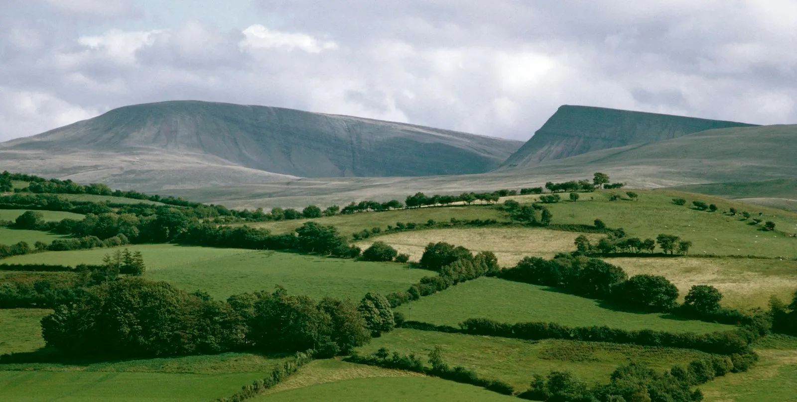 Green valley surrounded by mountains